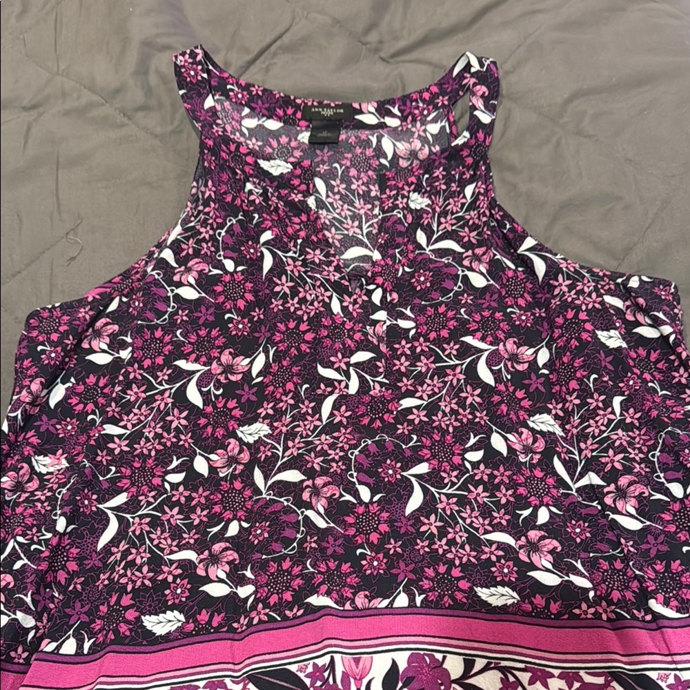 Floral Pink and Black Women's Top
